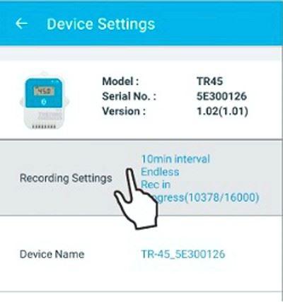 thermorec tr45 sensor Einstellungen in der App
